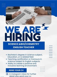 Science & Bio / Chemistry English Teacher (Female)