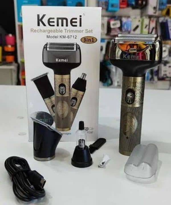 kemei 3 in1 Beard & Hair Trimmer km 6712 , Shaver , Shaving Machine 3