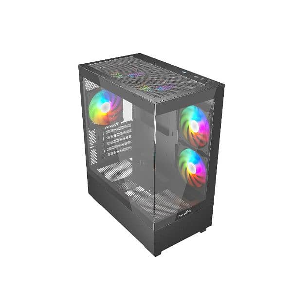 "Thunder Black Fox  Infinity Micro-Atx ARGB Gaming Case
 With 3 Fans 1