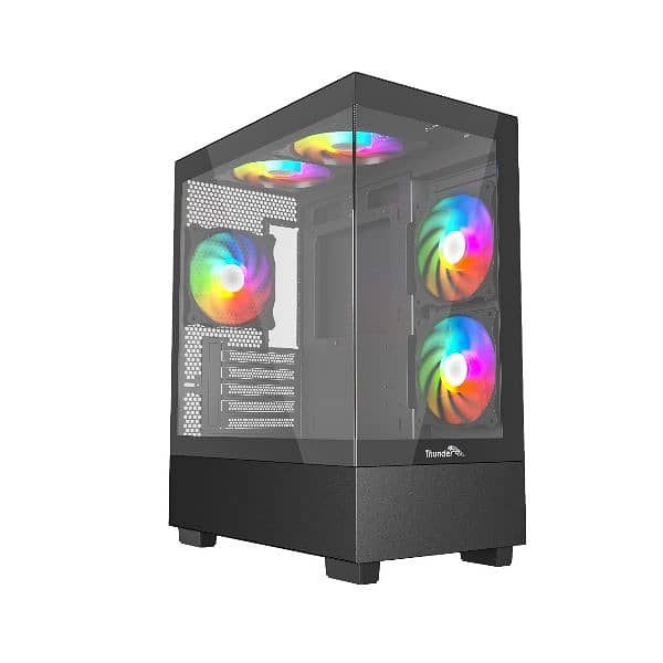 "Thunder Black Fox  Infinity Micro-Atx ARGB Gaming Case
 With 3 Fans 2