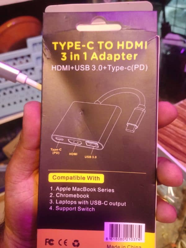 type-c to 3 in 1 (HDMI , USB PORT 3.0 & type-c) 1