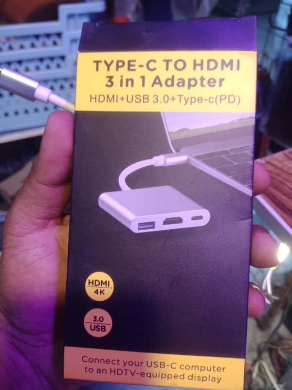 type-c to 3 in 1 (HDMI , USB PORT 3.0 & type-c) 3