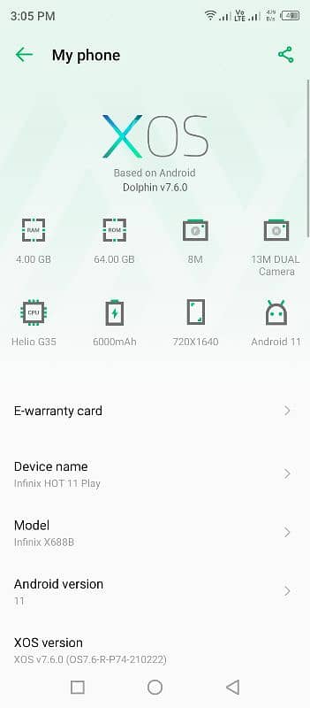 infinix hot 11 play 4/64 all okay 0