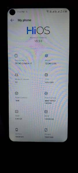 Techno Camon 17 6 128 for sale urgent serious Buyers only without Box 8