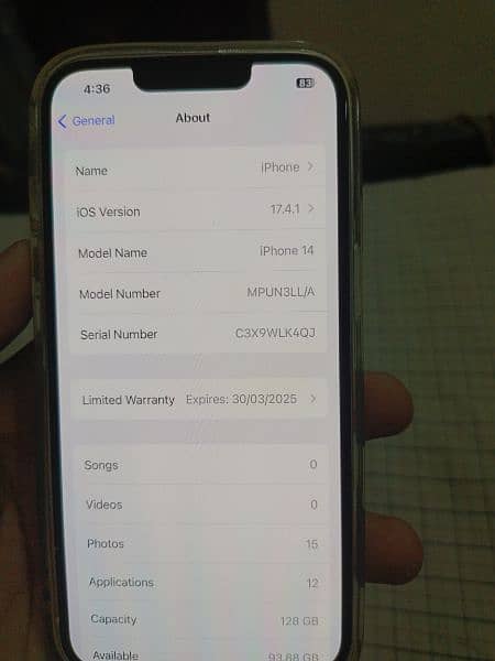 Iphone 14 128Gb jv, White Colour,warrenty25March,Complete box 2