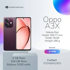 oppo A3x mobile for sale 4/128 gb