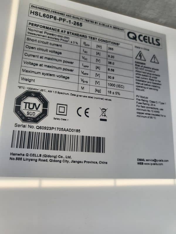 Q Cells 265 watts Solar Panels 10 year warranty 1