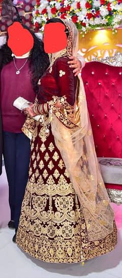 velvet bridal lehnga