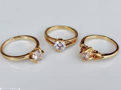 Elegant 1 carat Gold plated zircon rings set-pack of 3