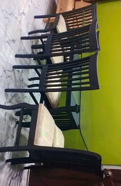 Modern dining table with 6 chairs pure shisham wood.