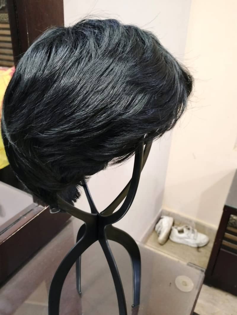 Full Head Cap Adjustable Strap Fringe Hairstyle wigs Men Gents Male 1