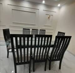 wooden Dining table with 8 chairs