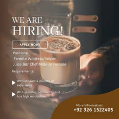 Bar Staff || Jobs in Lahore || Urgent Hiring