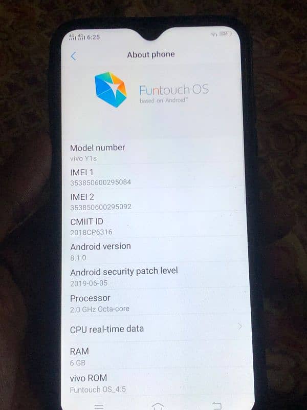 Vivo y1s 6 128gb 2