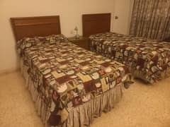 2 Single Beds, Master Celest 8in Rarely Used Mattresses & a Side Table