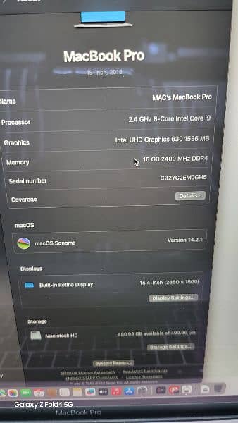 Macbook Pro 2018 Core i9 2