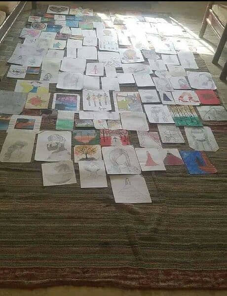 30  cardboard painting and 100 sketches with 30 mini cards painting 4