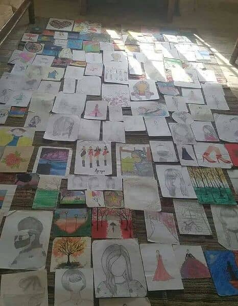 30  cardboard painting and 100 sketches with 30 mini cards painting 6