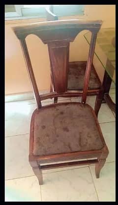 heavy glass dinning table with 4wooden chair