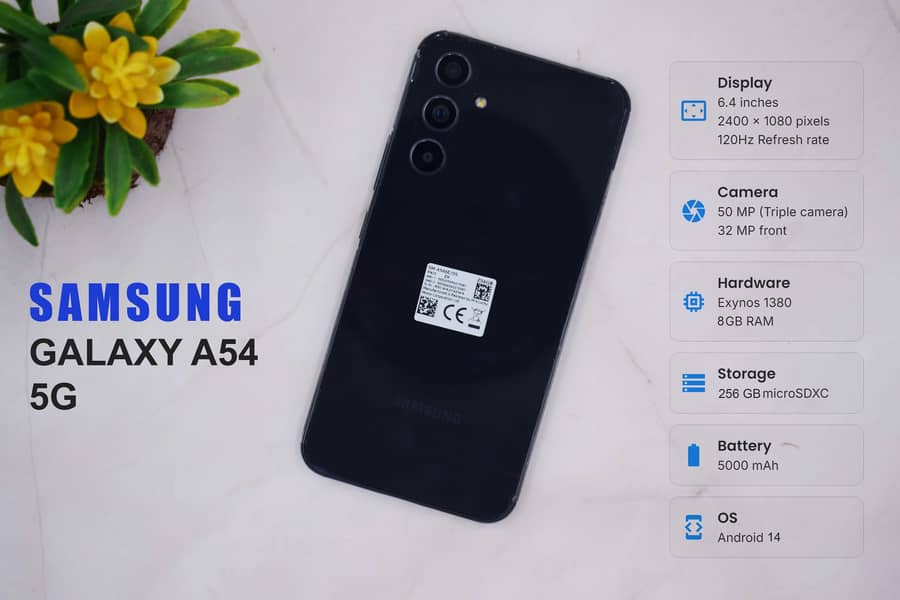 Samsung a54 black 5G 256GB ROM 8GB RAM 10/10 with Warranty 0