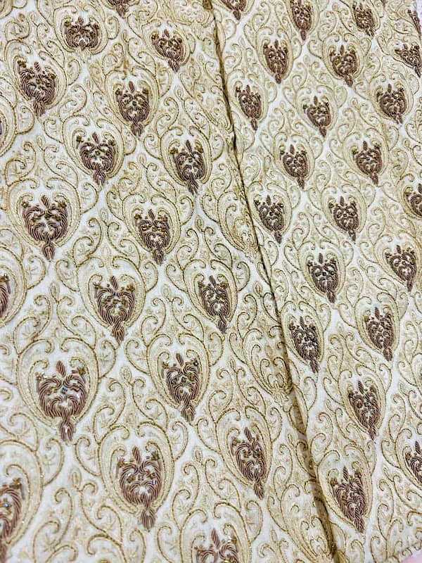 Stitched Embroidered Golden Dulha Sherwani 1