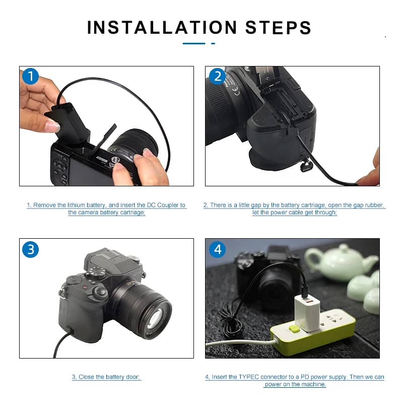 Canon Camera Dummy Battery DC coupler use with charger power bank 6