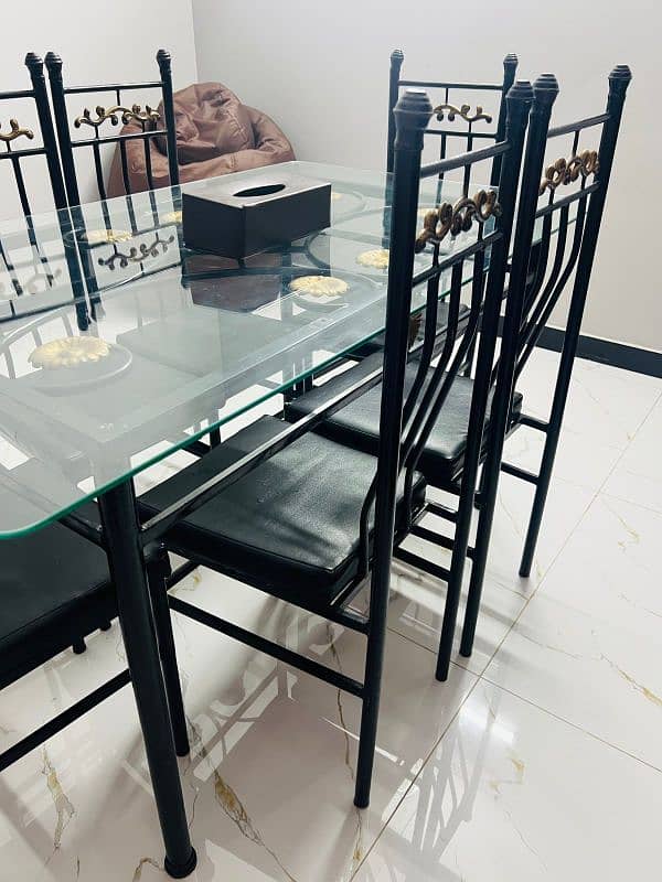 For Sale: 6-Seater Iron Dining Table with Glass Top - Like 1