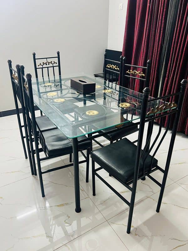 For Sale: 6-Seater Iron Dining Table with Glass Top - Like 2