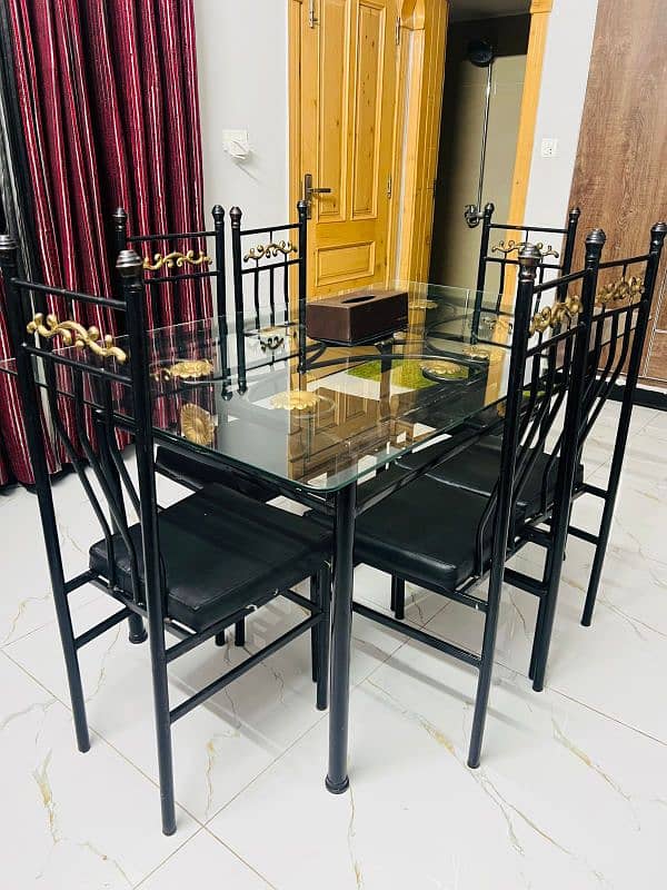 For Sale: 6-Seater Iron Dining Table with Glass Top - Like 5