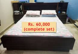 Premium Quality Bed Set with Mattress & Side Tables | Spacious Storage