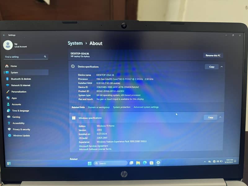 HP 15s laptop corei5 11 Gen 4