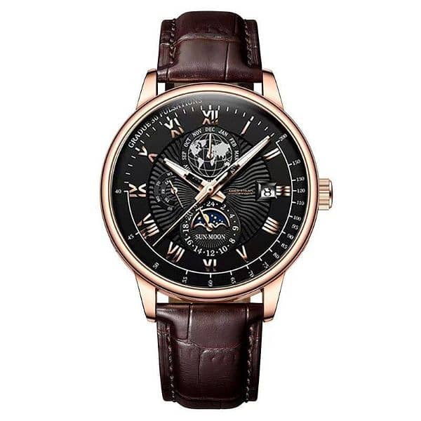 Three eye-calender--sun-moon- mens watch 10