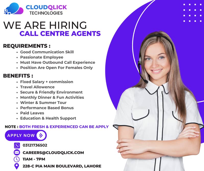 We're Hiring! Call Centre Female Staff 0