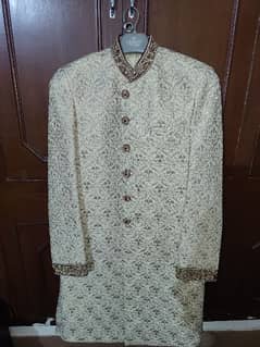 golden sherwani with same khussa for sale