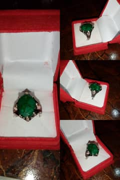 Emerald Silver Ring Emerald Silver Ring side stone Zircon