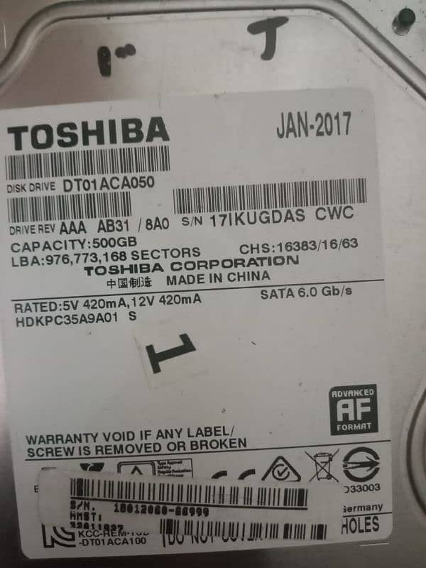 Hard Drive 500GB (TOSHIBA) 0