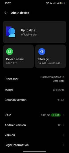 oppo f17 exchange possible 8+3 ram 128gb memory