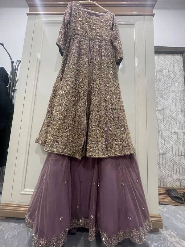 Walima bridal Maxi with lehnga and long tail duppta 11