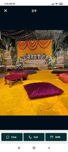 wedding decoration . Mehandi flower stage  dj sound truss lighting 0