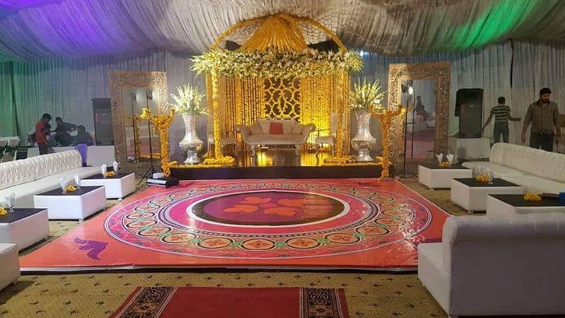 wedding decoration . Mehandi flower stage  dj sound truss lighting 2