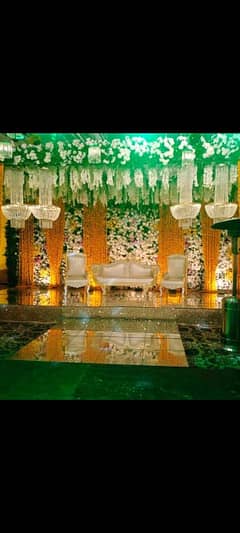 wedding decoration . Mehandi flower stage  dj sound truss lighting