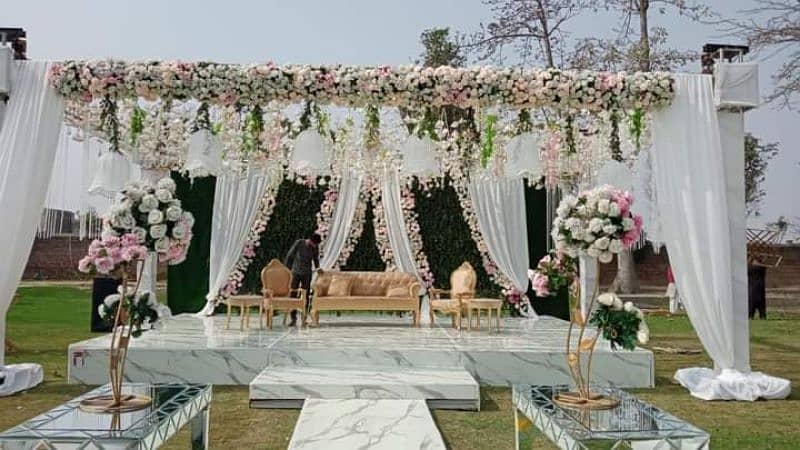 wedding decoration . Mehandi flower stage  dj sound truss lighting 6