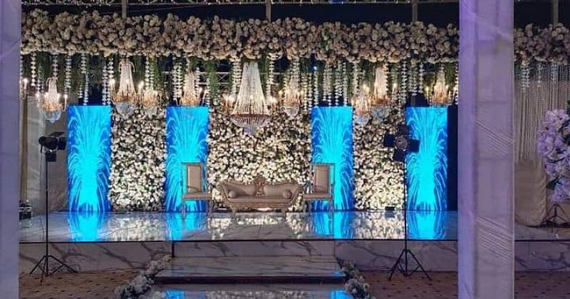 wedding decoration . Mehandi flower stage  dj sound truss lighting 7