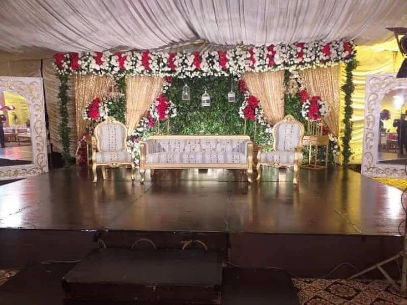 wedding decoration . Mehandi flower stage  dj sound truss lighting 11