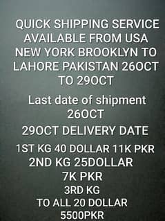 SHIPPING SERVICE AVAILABLE FROM USA NYC BROOKLYN TO LAHORE PAKISTAN 0