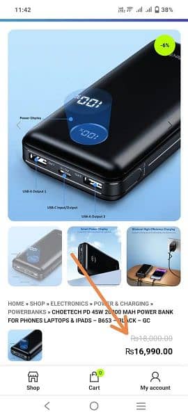 Choetech Branded 100% original 45W Super fast 20000mAh powerbank 2