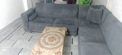 Grey color l shaped sofa set