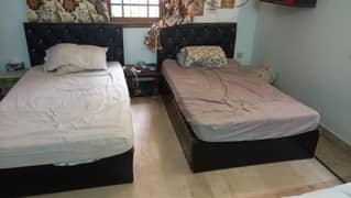 Black quilted Single Bed with mattress