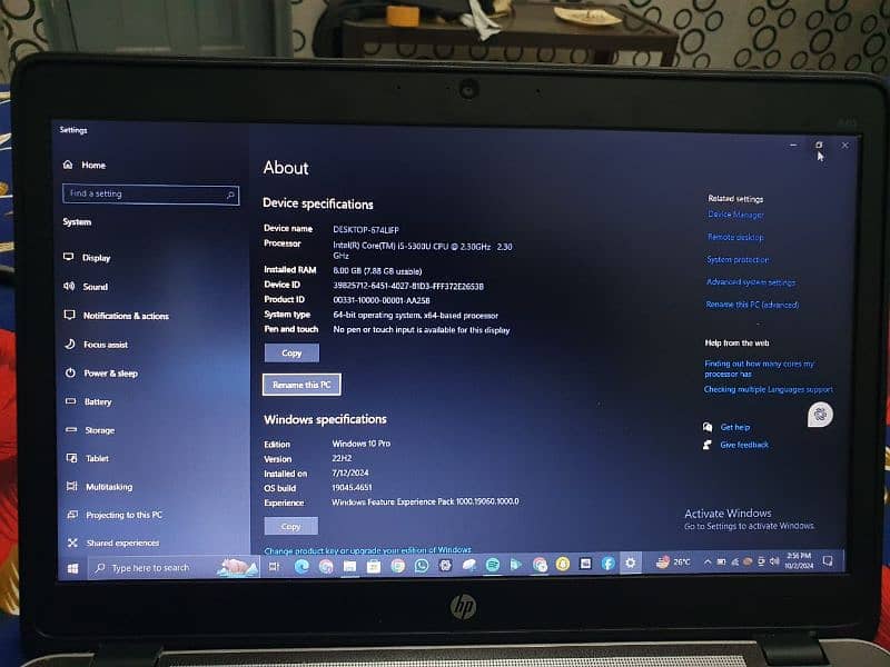 HP CORE i5 5gen 8gb ram 500gb hard 4