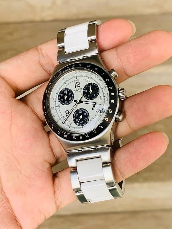 Swatch Swiss Made Chronograph Original Watch Panda Dial For Men 9.5/10 1